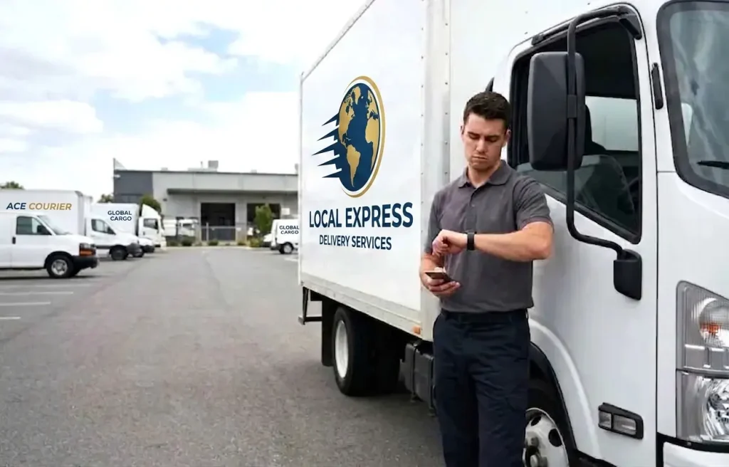 Truck driver waiting for key exchange to start their shift.